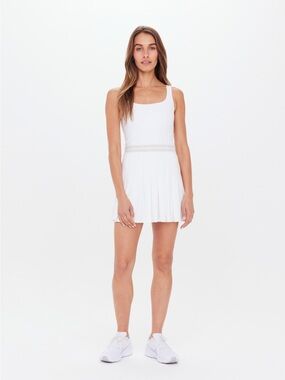 The Upside White Tennis Dress with Pleated Skirt
